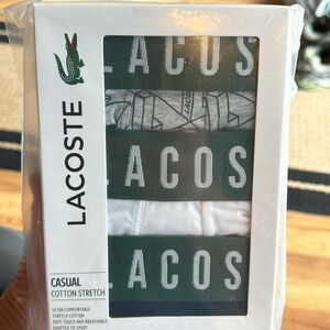 Lacoste men’s cotton stretch, boxer briefs size large. 3 pack